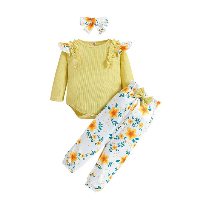 3 Piece Autumn Baby Girl Outfit Set