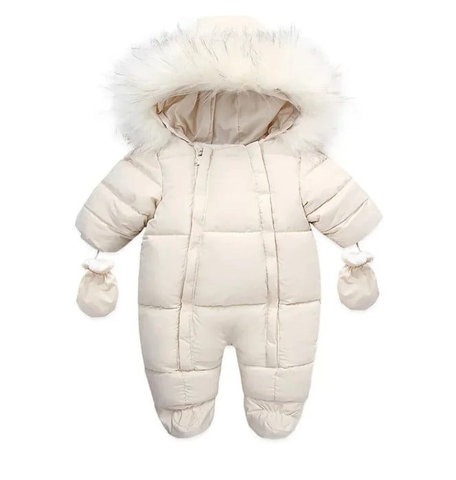 Winter Baby Romper With Hood And Gloves