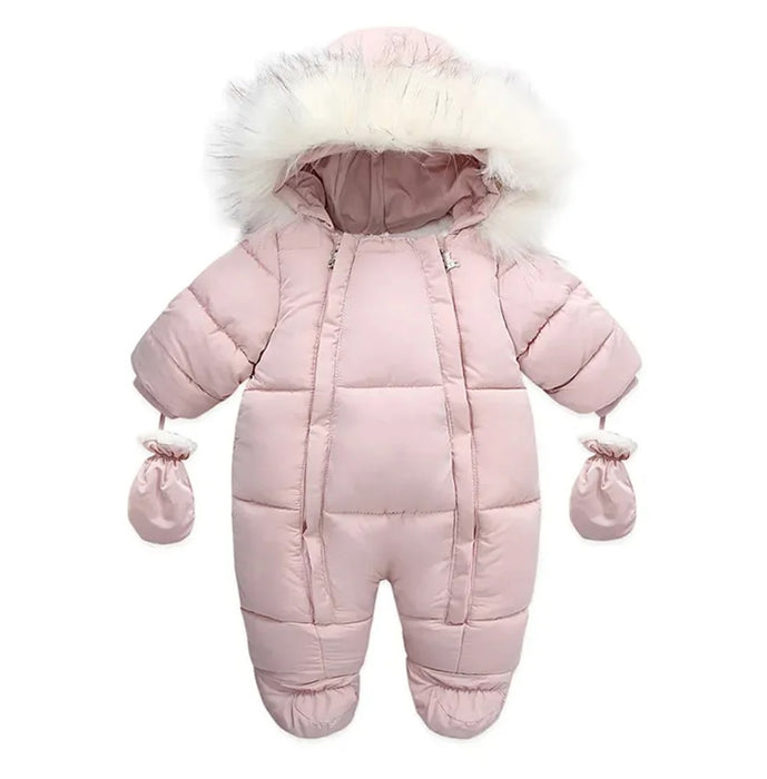 Winter Baby Romper With Hood And Gloves