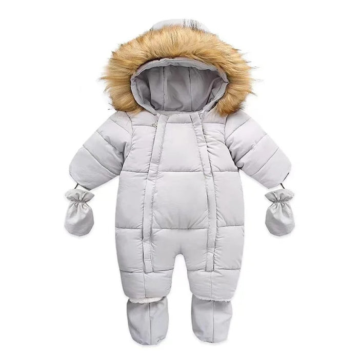 Winter Baby Romper With Hood And Gloves