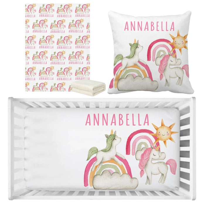 3 Pieces Unicorns With Name Bedding Set