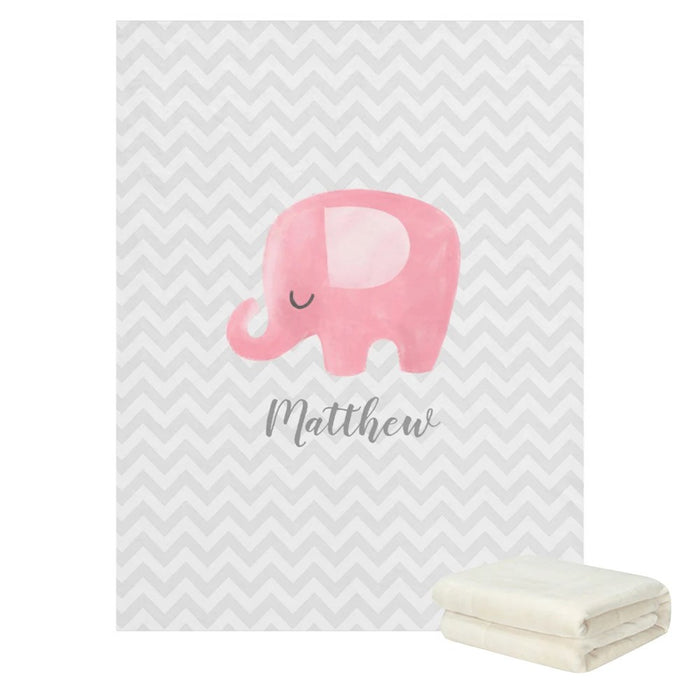 Elephant Stripe Personalized Name Blanket