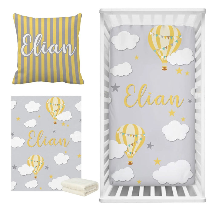 3 Piece Cloud And Hot Air Balloon Bedding Set