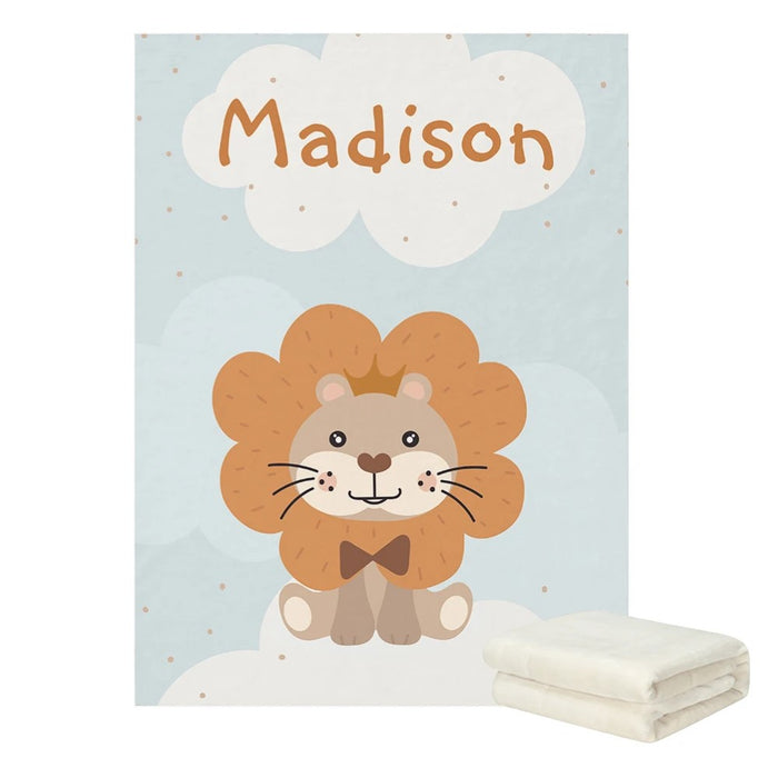 Custom Name Little Jungle Animals Lion Blanket