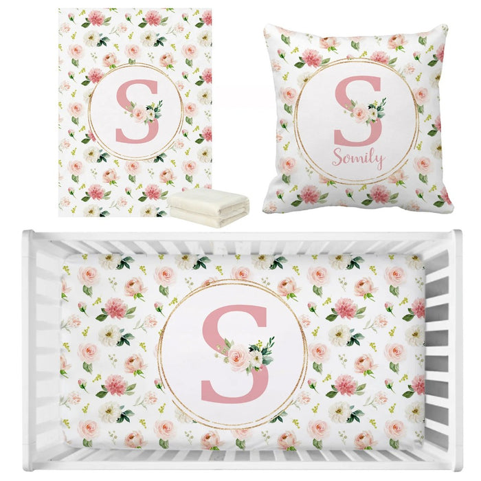 3 Piece Custom Vintage Roses Bedding Set