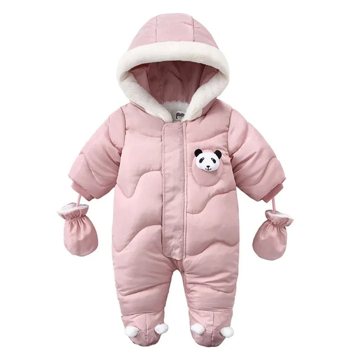 Winter Baby Romper With Hood And Gloves