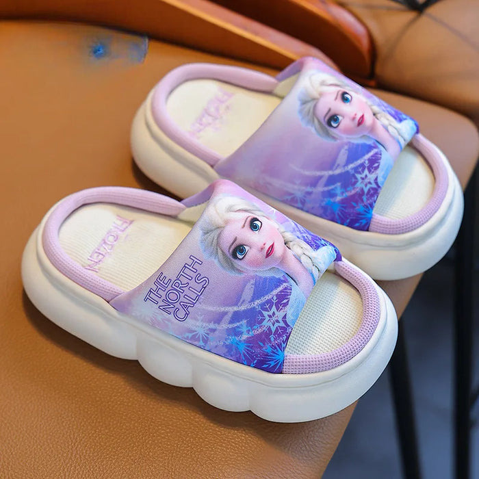 Soft Slide Slippers With Frozen Princess Elsa Print