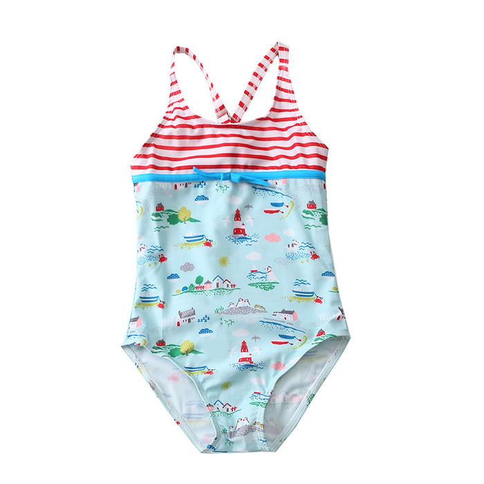 Little Girls One Pieces Printed Summer Swimsuit