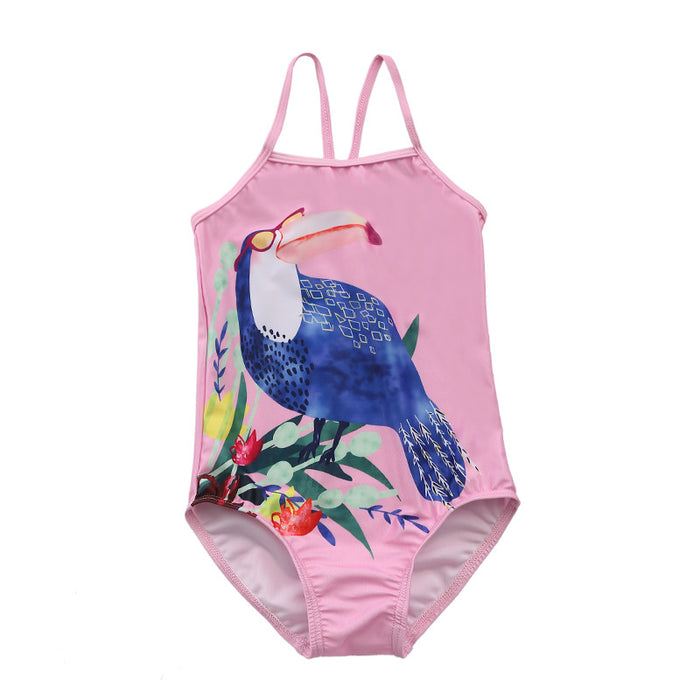 Little Girls One Pieces Printed Summer Swimsuit