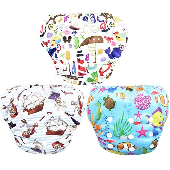 3 Pack Adjustable Reusable Swim Diaper For Babies