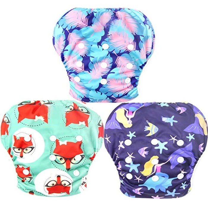 3 Pack Adjustable Reusable One Size Baby Swim Diapers