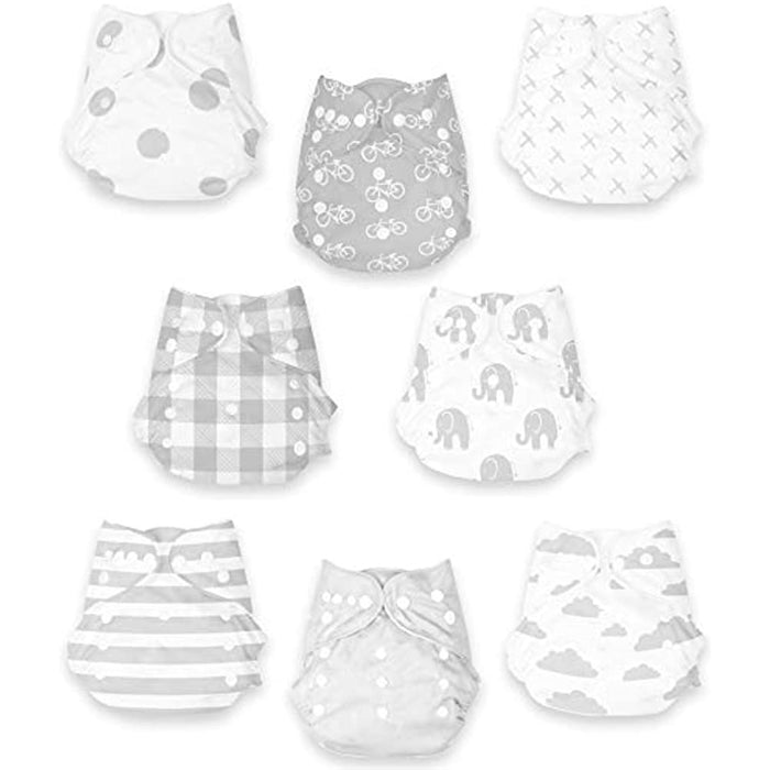 Adjustable Cloth Diapers For Boys And Girls – 8 Reusable Cloth Diapers For Babies With 8 Cloth Diaper Inserts