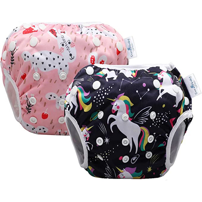 Reusable Swim Diapers Covers Waterproof Swimming Pants For 8-36Lbs Unisex Baby Pack Of 2