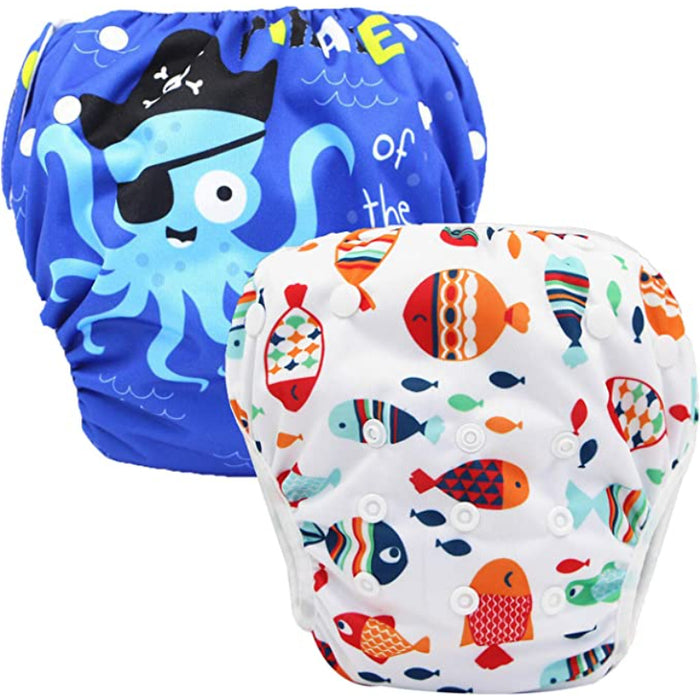 Reusable Swim Diapers Covers Waterproof Swimming Pants For 8-36Lbs Unisex Baby Pack Of 2