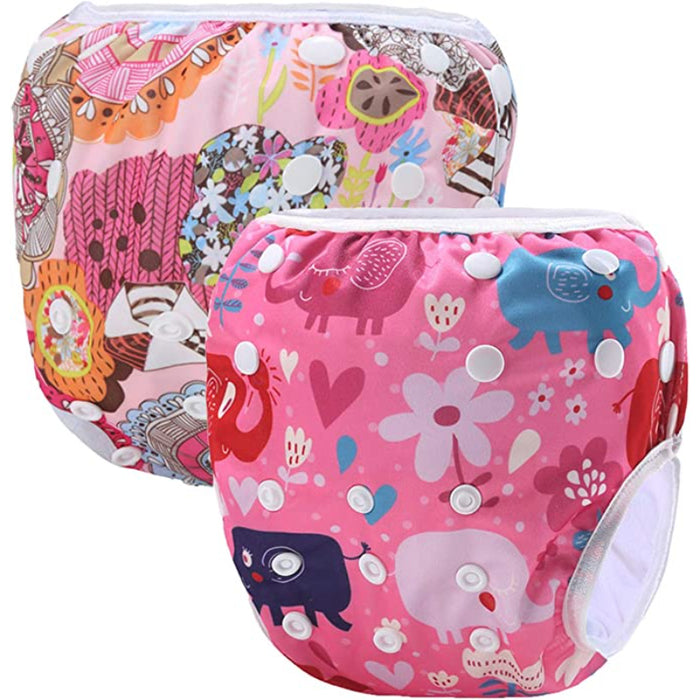 Reusable Swim Diapers Covers Waterproof Swimming Pants For 8-36Lbs Unisex Baby Pack Of 2