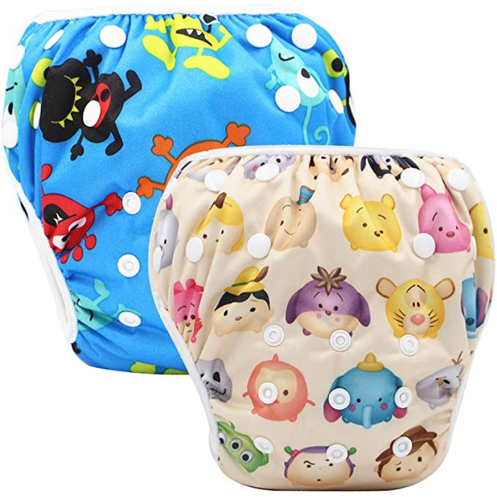 Reusable Swim Diapers Covers Waterproof Swimming Pants For 8-36Lbs Unisex Baby Pack Of 2