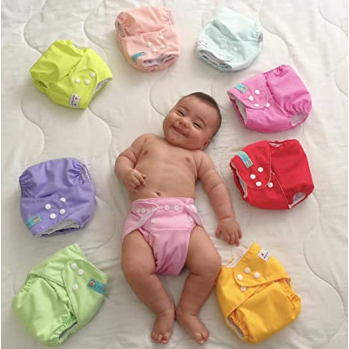 Baby Cloth Diapers One Size Adjustable Washable Reusable For Baby Girls And Boys 6 Pack With 12 Inserts