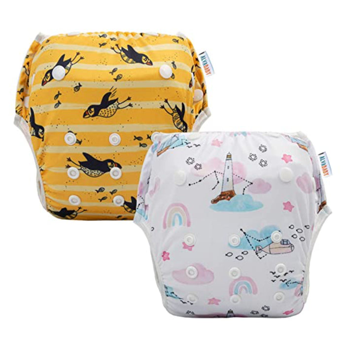 Swim Diapers 2Pcs Baby & Toddler Snap One Size Reusable Adjustable Baby Shower Gifts Baby Boy