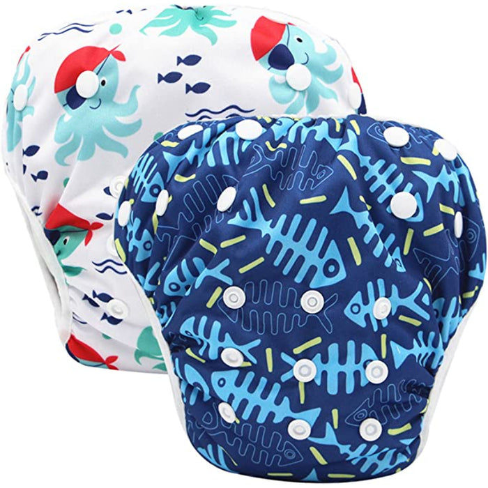 Reusable Swim Diapers Covers Waterproof Swimming Pants For 8-36Lbs Unisex Baby Pack Of 2