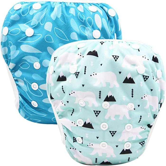 Pack Of 2 Reusable Swim Diapers Covers Waterproof Swimming Pants For 8-36Lbs Unisex Baby