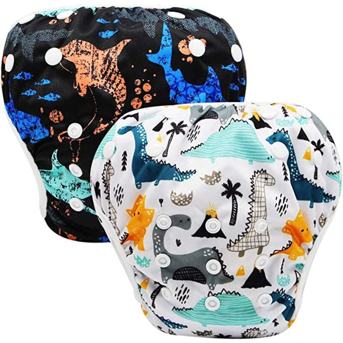 Pack Of 2 Reusable Swim Diapers Covers Waterproof Swimming Pants For 8-36Lbs Unisex Baby