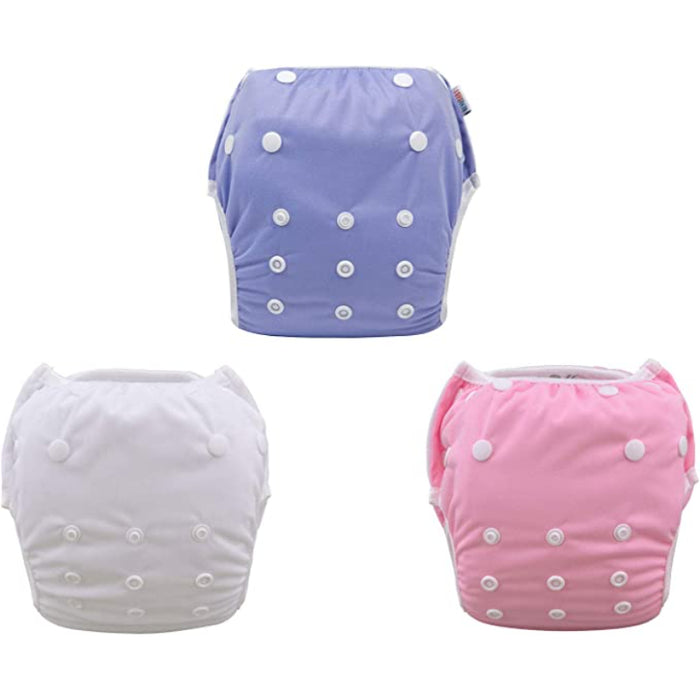 3Pcs Baby Swim Diapers Reusable Washable & Adjustable For Swimming Lesson & Baby Shower Gifts Baby Boy And Girl