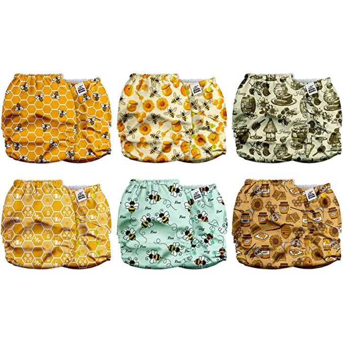 6 Pack Of Baby Cloth Diapers With AWJ Lining And Tummy Panel