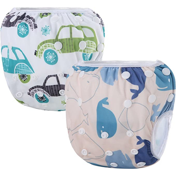 Reusable Swim Diapers Covers Waterproof Swimming Pants For 8-36Lbs Unisex Baby Pack Of 2