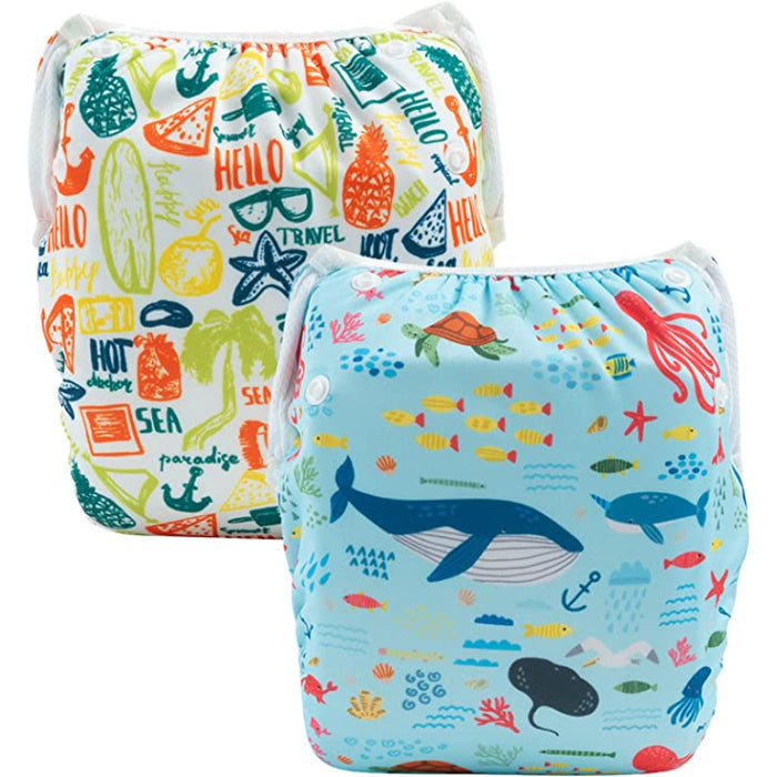 2Pcs Baby Swim Diapers Reusable Washable & Adjustable For Swimming Lesson & Baby Shower Gifts Baby Boy And Girl