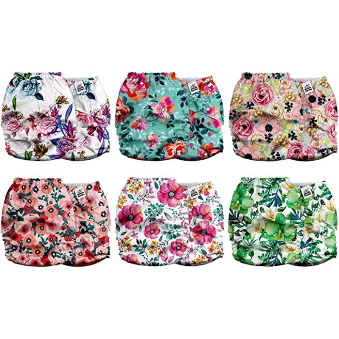 6 Pack Of Baby Cloth Diapers With AWJ Lining And Tummy Panel