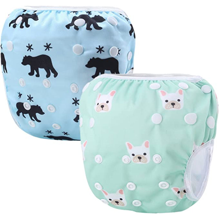 Reusable Swim Diapers Covers Waterproof Swimming Pants For 8-36Lbs Unisex Baby Pack Of 2