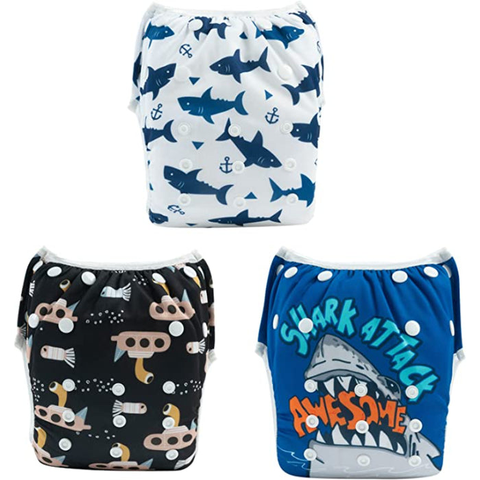 3Pcs Baby Swim Diapers Reusable Washable & Adjustable For Swimming Lesson & Baby Shower Gifts Baby Boy And Girl