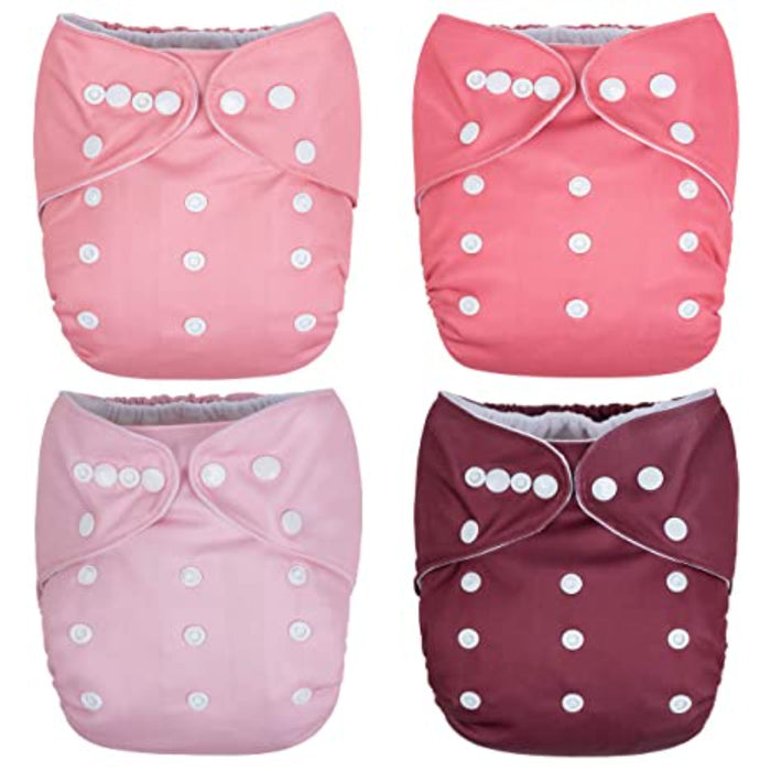 Winter 4-Pack Cloth Pocket Diapers With 4 Bamboo Inserts