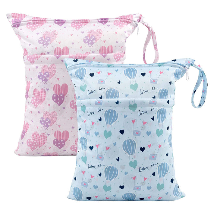 2 Pack Of Reusable Cloth Diaper Wet Dry Bags