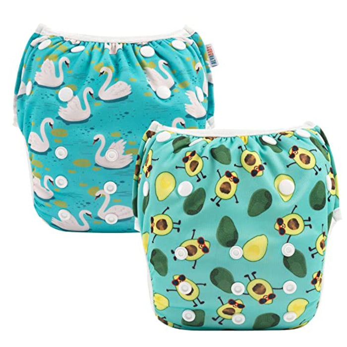 Swim Diapers 2Pcs Baby & Toddler Snap One Size Reusable Adjustable Baby Shower Gifts Baby Boy