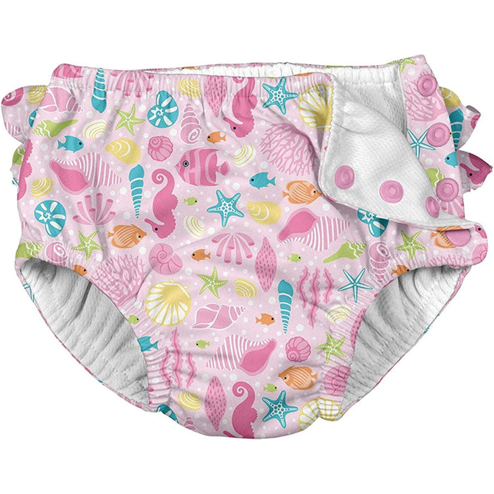 Baby-Girls Ruffle Snap Reusable Absorbent Swimsuit Diaper