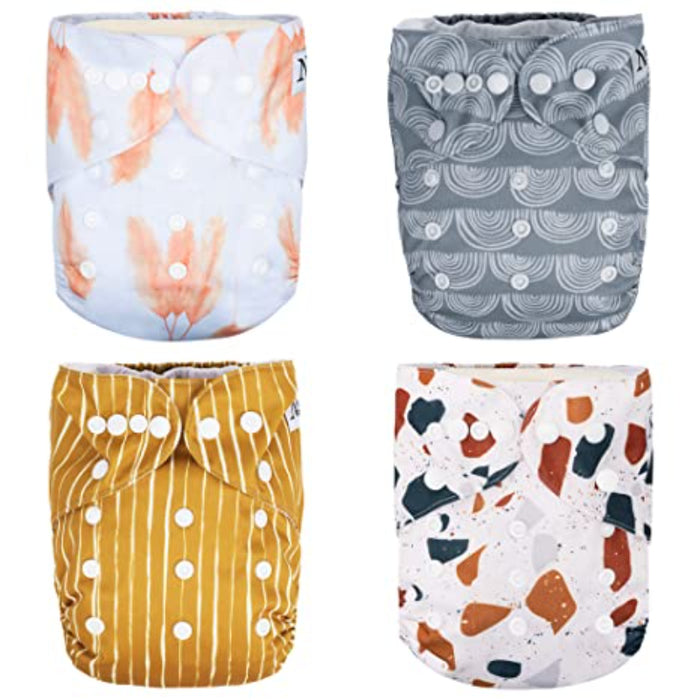 Winter 4-Pack Cloth Pocket Diapers With 4 Bamboo Inserts