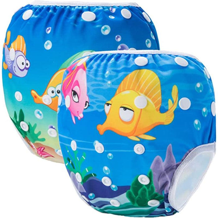Pack Of 2 Reusable Swim Diapers Covers Waterproof Swimming Pants For 8-36Lbs Unisex Baby