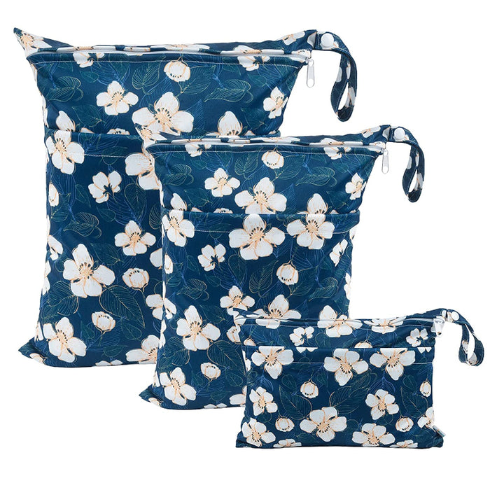 3 Pack Of Washable Wet Dry Bags For Baby Cloth Diapers