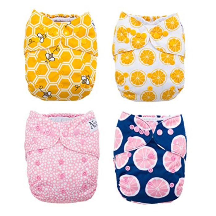 Winter 4-Pack Cloth Pocket Diapers With 4 Bamboo Inserts