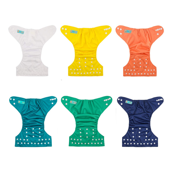 One Size Adjustable Washable Reusable Baby Cloth Diapers For Baby 6 Pack + 12 Inserts