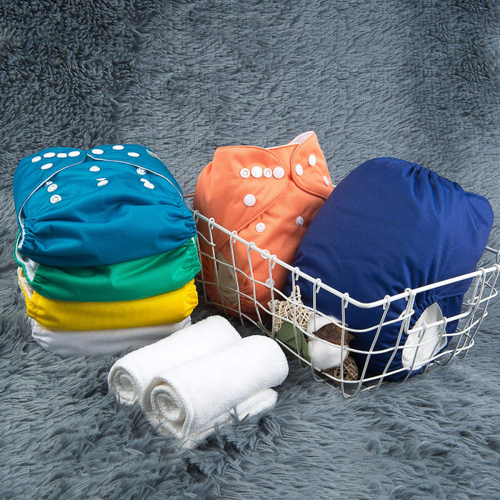 One Size Adjustable Washable Reusable Baby Cloth Diapers For Baby 6 Pack + 12 Inserts