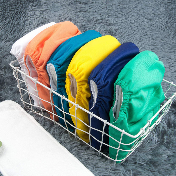 One Size Adjustable Washable Reusable Baby Cloth Diapers For Baby 6 Pack + 12 Inserts