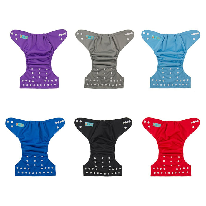One Size Adjustable Reusable Cloth Diapers For Baby 6 Pack + 12 Inserts