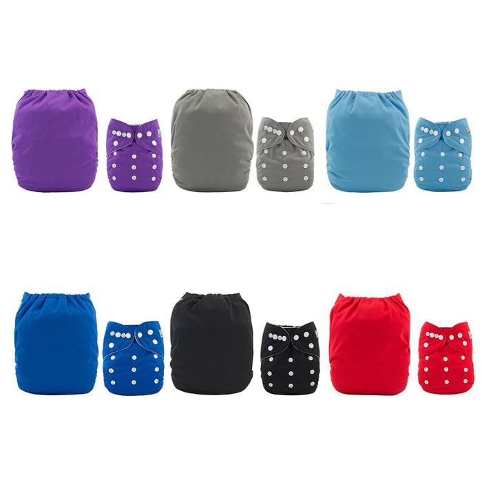 One Size Adjustable Reusable Cloth Diapers For Baby 6 Pack + 12 Inserts