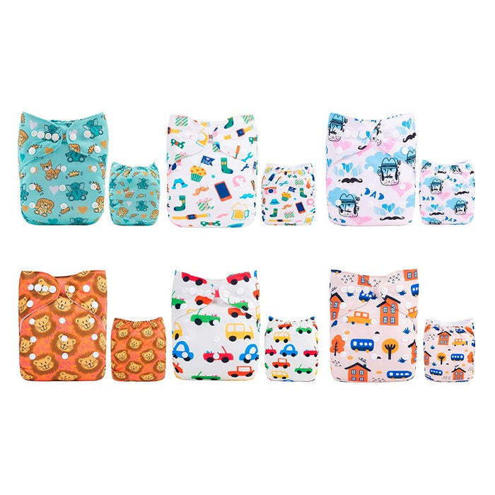 Cloth Diapers Reusable, Washable Adjustable, One Size For Baby Boys and Girls, 6 Pack