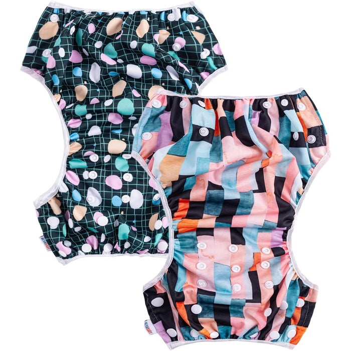 2Pcs Baby Swim Diapers Reusable Washable & Adjustable For Swimming Lesson & Baby Shower Gifts Baby Boy And Girl