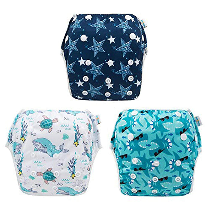 Baby Boy Swim Diapers, Reusable Adjustable Washable 0-8M Baby Gifts and Swimming Lessons 3 Pack
