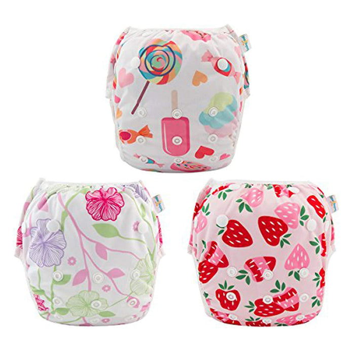 Baby Boy Swim Diapers, Reusable Adjustable Washable 0-8M Baby Gifts and Swimming Lessons 3 Pack