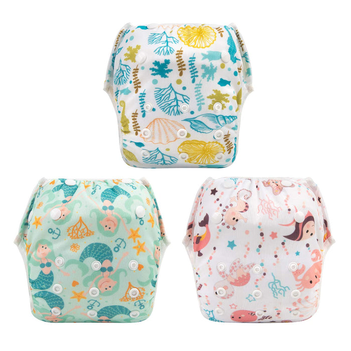 Baby Boy Swim Diapers, Reusable Adjustable Washable 0-8M Baby Gifts and Swimming Lessons 3 Pack